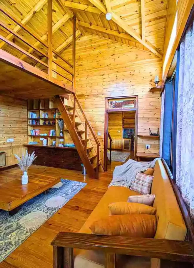 The living space adorned with its own delightful attic space