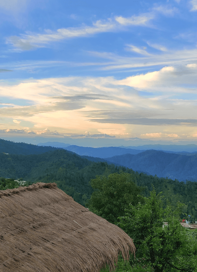 Any and every place at Aranya Agosh is best to admire the Himalayas