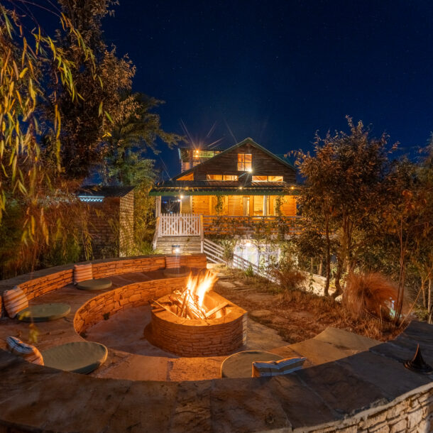 Stone chiselled bonfire space ideal for a big group