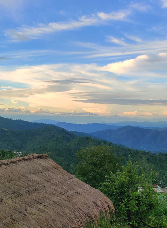 Any and every place at Aranya Agosh is best to admire the Himalayas